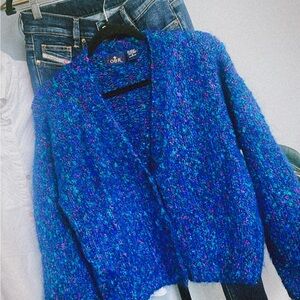 Vintage Mohair Blend Open Cardigan Sweater (M/L)